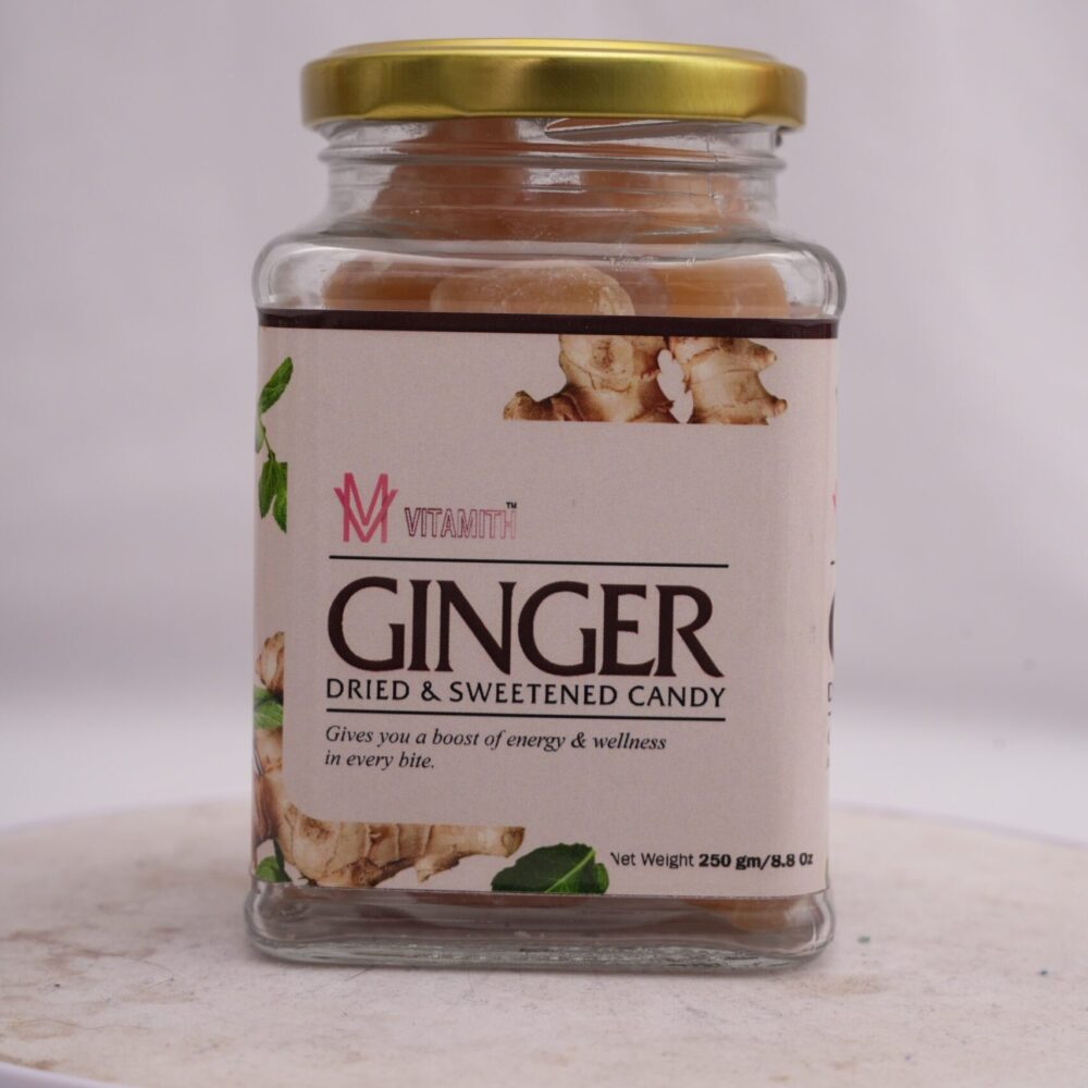 Vitamith Dried and Sweetened Ginger Candy |Nutritious Energy Booster (GH) - 250gm